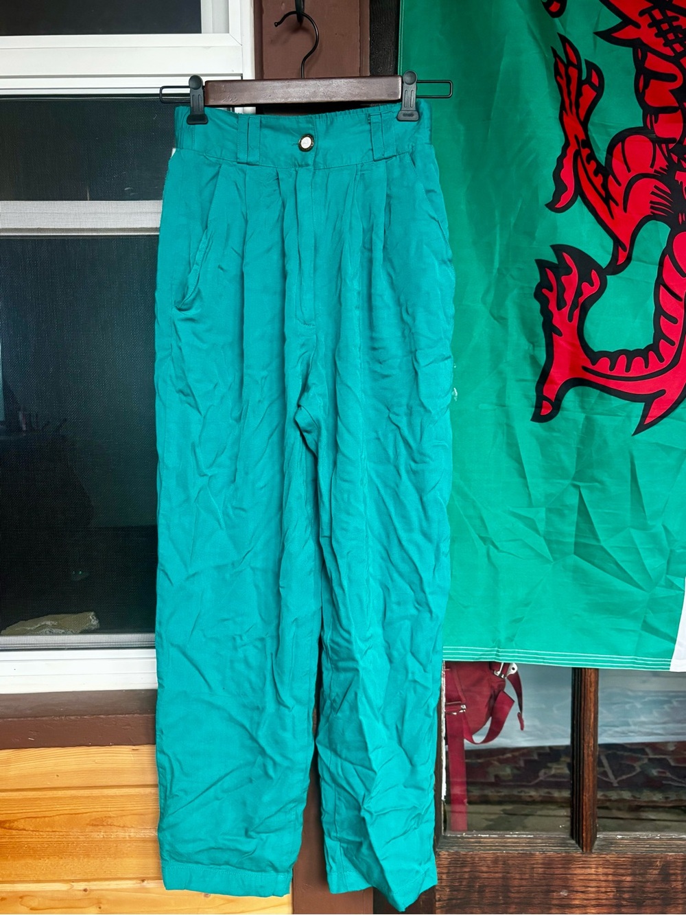 Vintage Teal High-Waist Pants
